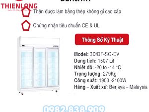 Tủ Đông 3 Cánh Kính Berjaya 3D-DF-SM-EV-2