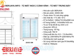 Tủ Mát 2 Cánh Kính Berjaya 2D-DC-SM-1