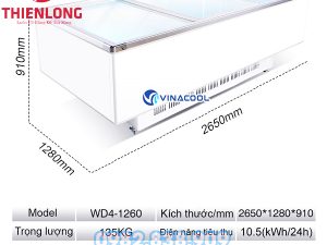 Tủ Đông Kính Phẳng Vinacool WD4-1260-0